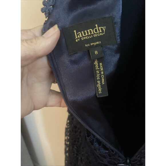 Laundry Shelli Segal Lace Sheath Dress Inkblot Navy Blue 8 NWT Cocktail Formal - Picture 10 of 11